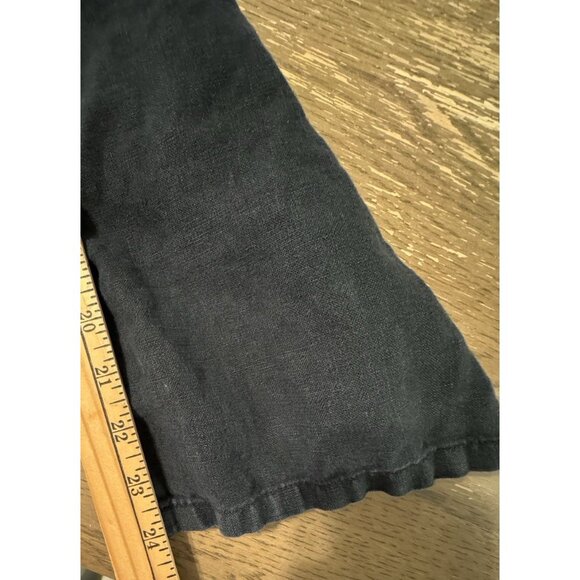J Jill Love Linen Ankle Crop Pants Size Large TALL Black Elastic Waist Pockets - Picture 2 of 11